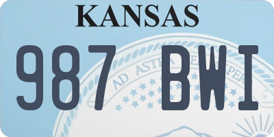 KS license plate 987BWI