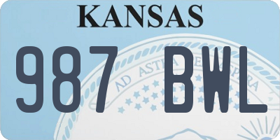 KS license plate 987BWL