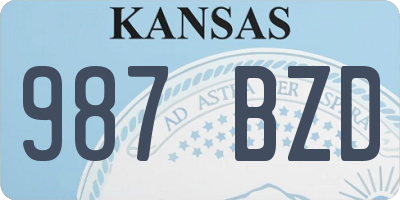 KS license plate 987BZD