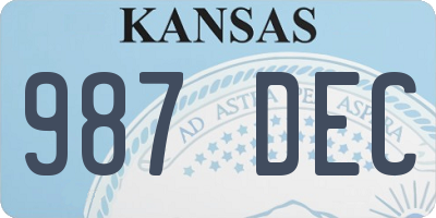 KS license plate 987DEC