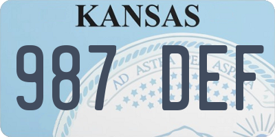 KS license plate 987DEF