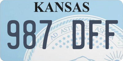KS license plate 987DFF