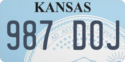 KS license plate 987DOJ