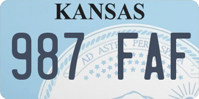 KS license plate 987FAF