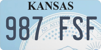 KS license plate 987FSF
