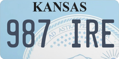 KS license plate 987IRE