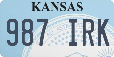 KS license plate 987IRK