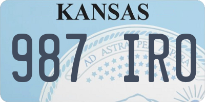 KS license plate 987IRO