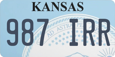 KS license plate 987IRR