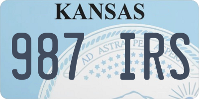 KS license plate 987IRS