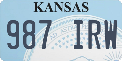 KS license plate 987IRW
