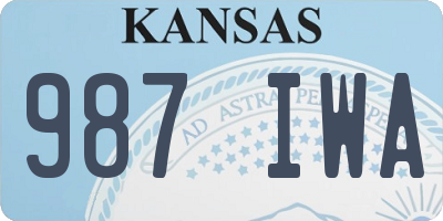 KS license plate 987IWA