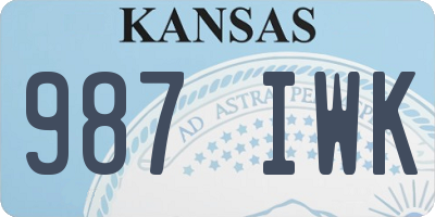 KS license plate 987IWK