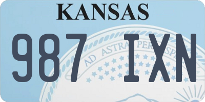 KS license plate 987IXN