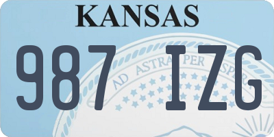 KS license plate 987IZG