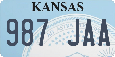 KS license plate 987JAA