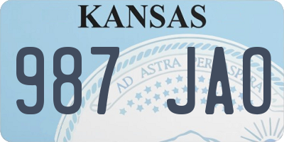 KS license plate 987JAO