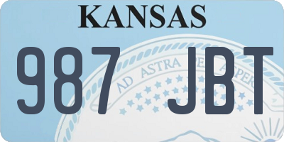 KS license plate 987JBT