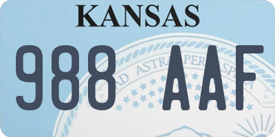 KS license plate 988AAF