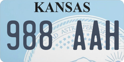 KS license plate 988AAH