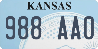 KS license plate 988AAO