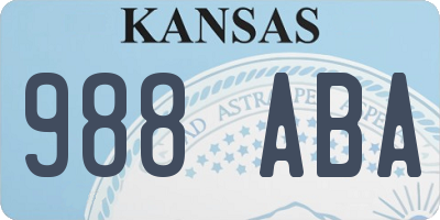 KS license plate 988ABA