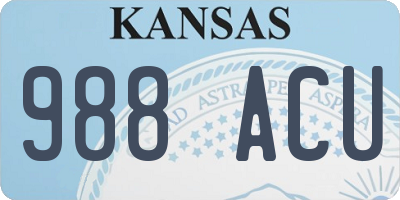 KS license plate 988ACU