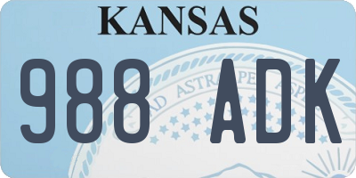 KS license plate 988ADK