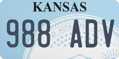 KS license plate 988ADV