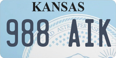 KS license plate 988AIK