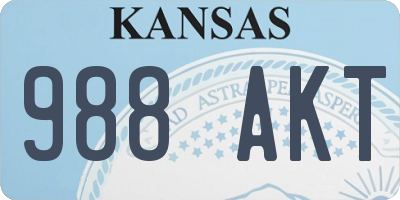 KS license plate 988AKT