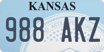KS license plate 988AKZ