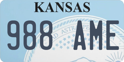 KS license plate 988AME