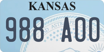 KS license plate 988AOO
