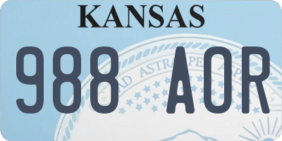 KS license plate 988AOR