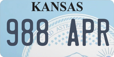 KS license plate 988APR
