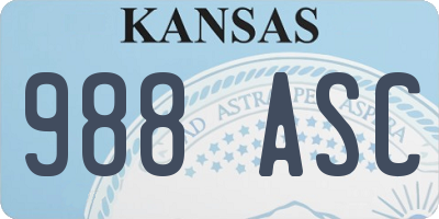 KS license plate 988ASC