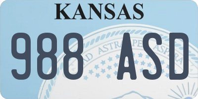 KS license plate 988ASD