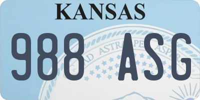 KS license plate 988ASG