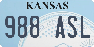 KS license plate 988ASL
