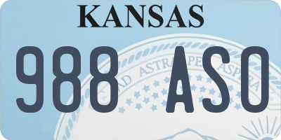 KS license plate 988ASO