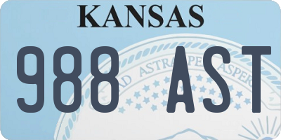 KS license plate 988AST