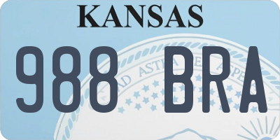KS license plate 988BRA