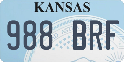 KS license plate 988BRF