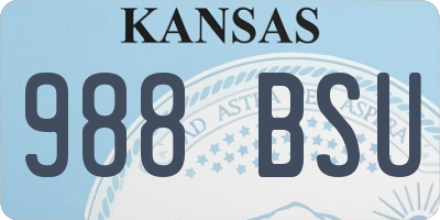 KS license plate 988BSU