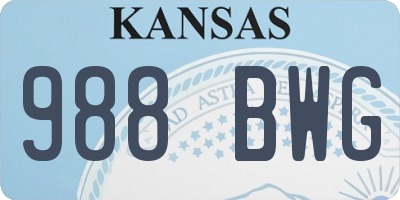 KS license plate 988BWG