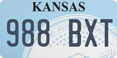 KS license plate 988BXT