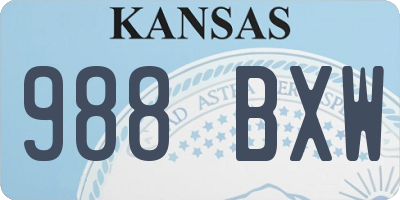 KS license plate 988BXW
