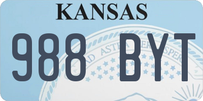KS license plate 988BYT