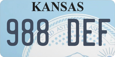 KS license plate 988DEF